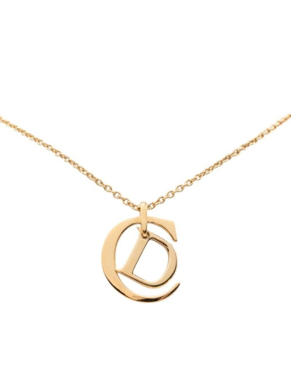 ★SOLD★ Dior CD Logo Chain Pendant Necklace Gold Plated - Picture 1 of 6